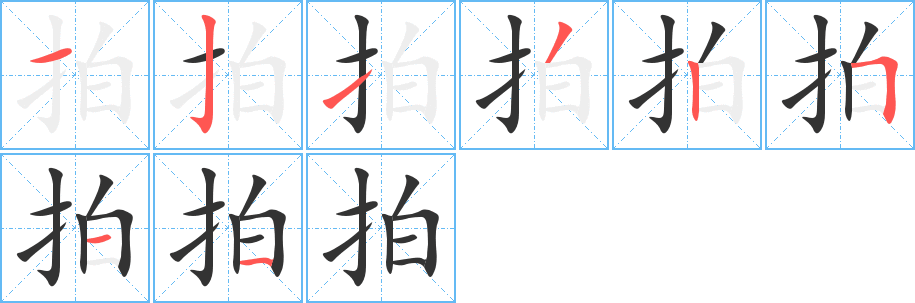 拍字的笔顺分步演示