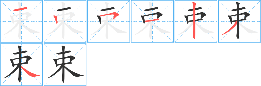 束字的笔顺分步演示