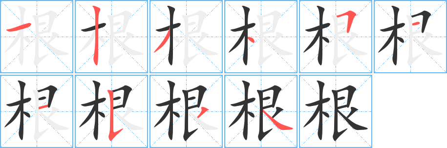 根字的笔顺分步演示