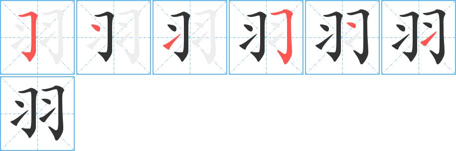 羽字的笔顺分步演示