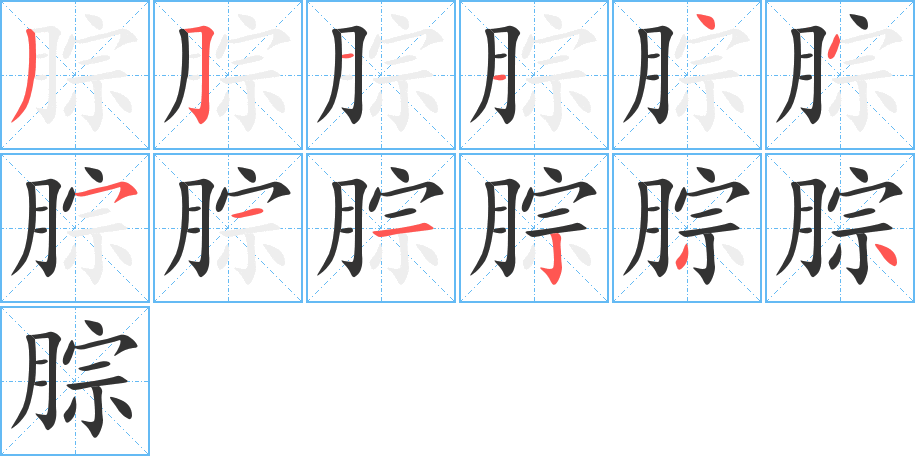 腙字的笔顺分步演示