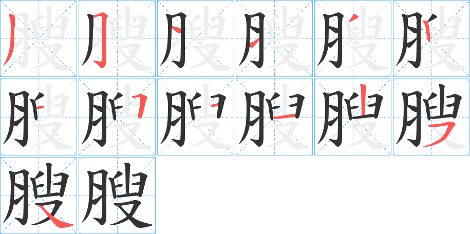 膄字的笔顺分步演示