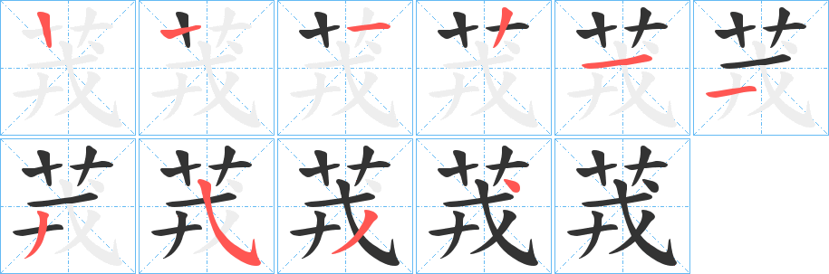 茙字的笔顺分步演示