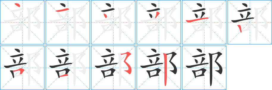 部字的笔顺分步演示