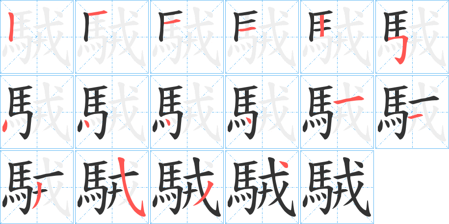 駥字的笔顺分步演示