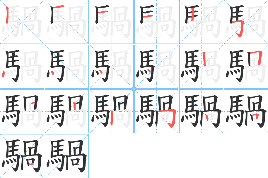 騧字的笔顺分步演示
