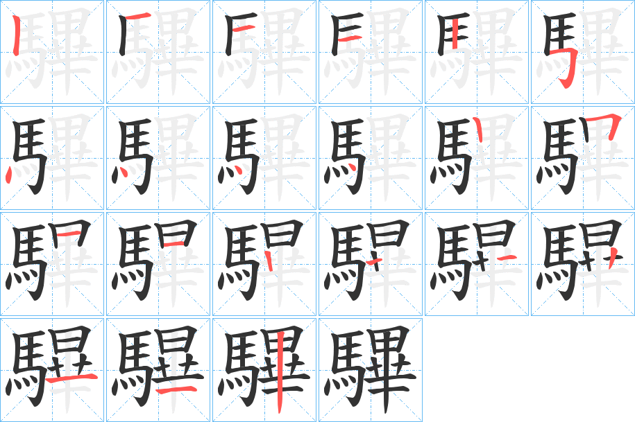 驆字的笔顺分步演示