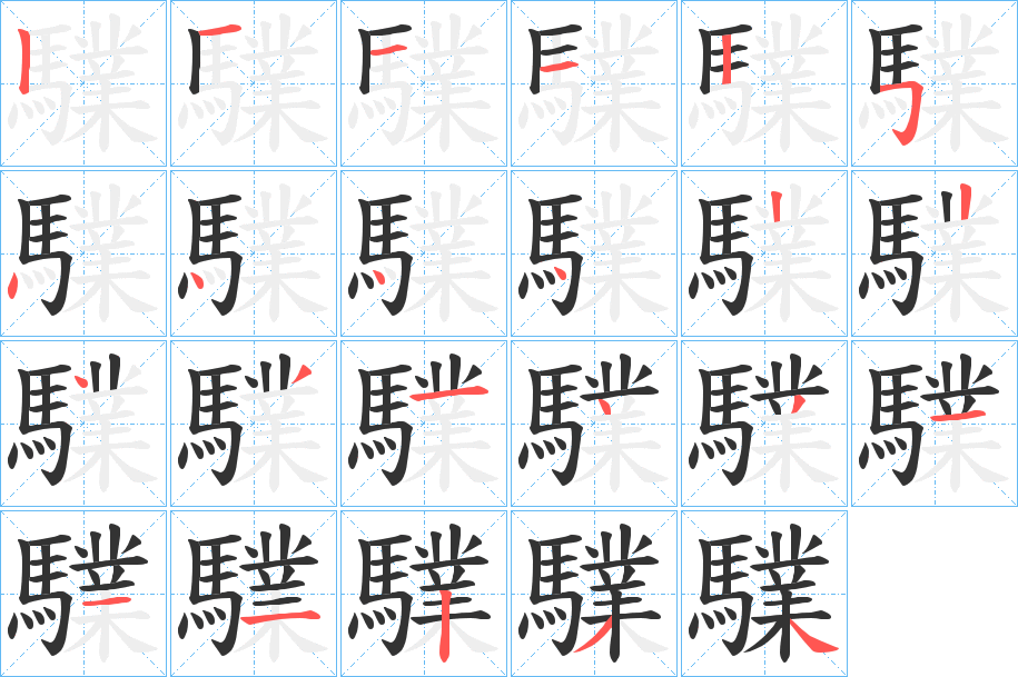 驜字的笔顺分步演示