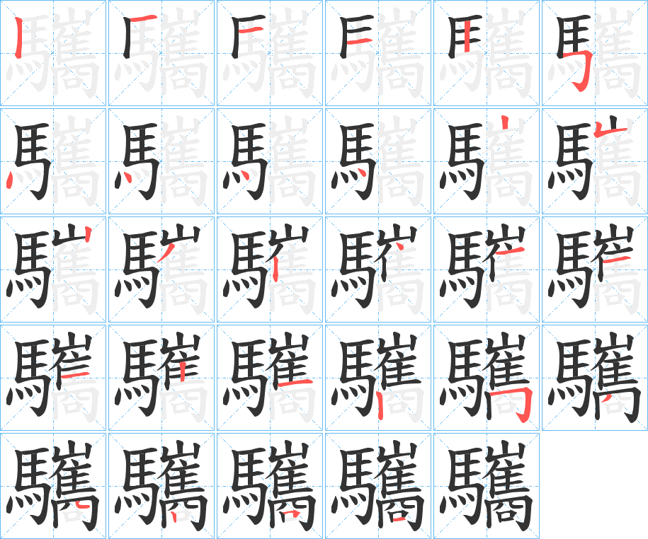 驨字的笔顺分步演示