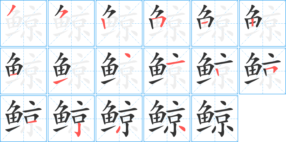 鲸字的笔顺分步演示