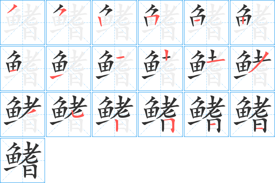 鳍字的笔顺分步演示