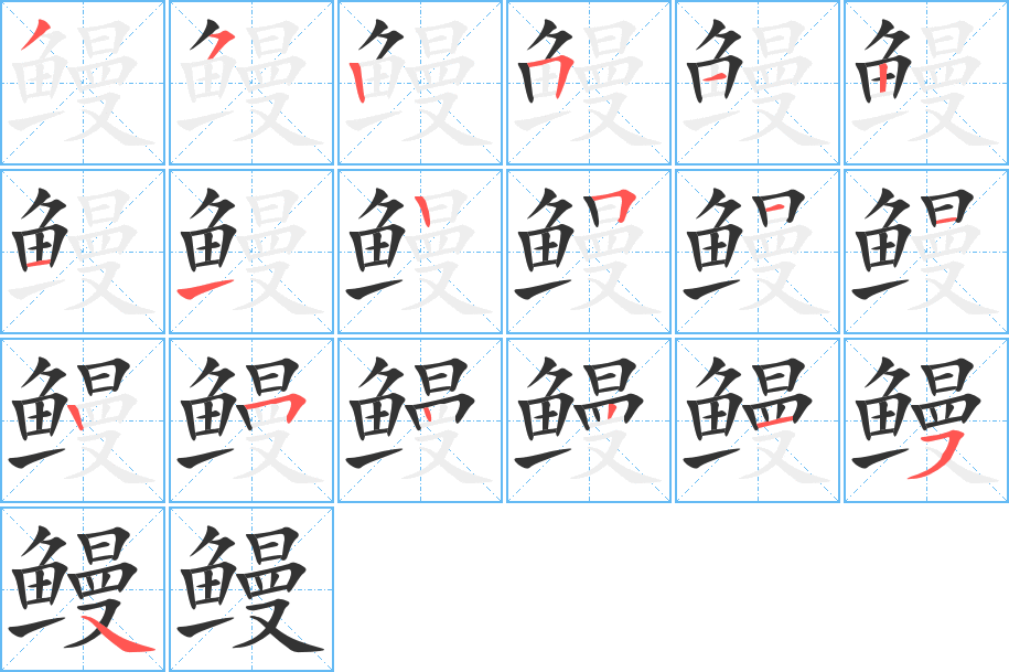 鳗字的笔顺分步演示