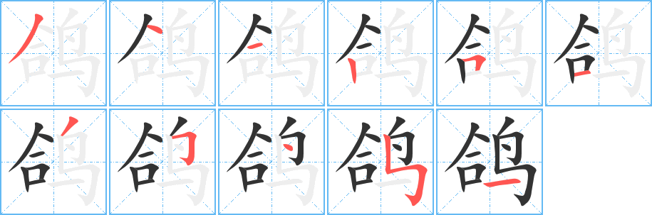 鸽字的笔顺分步演示