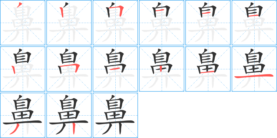 鼻字的笔顺分步演示